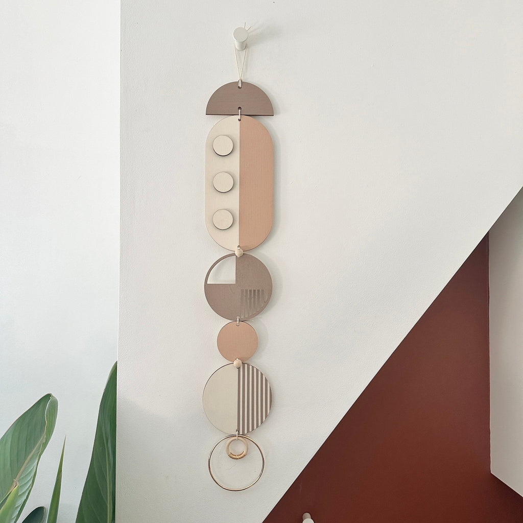 Geometric Soft Pink Wall Hanging Handmade Modern Art