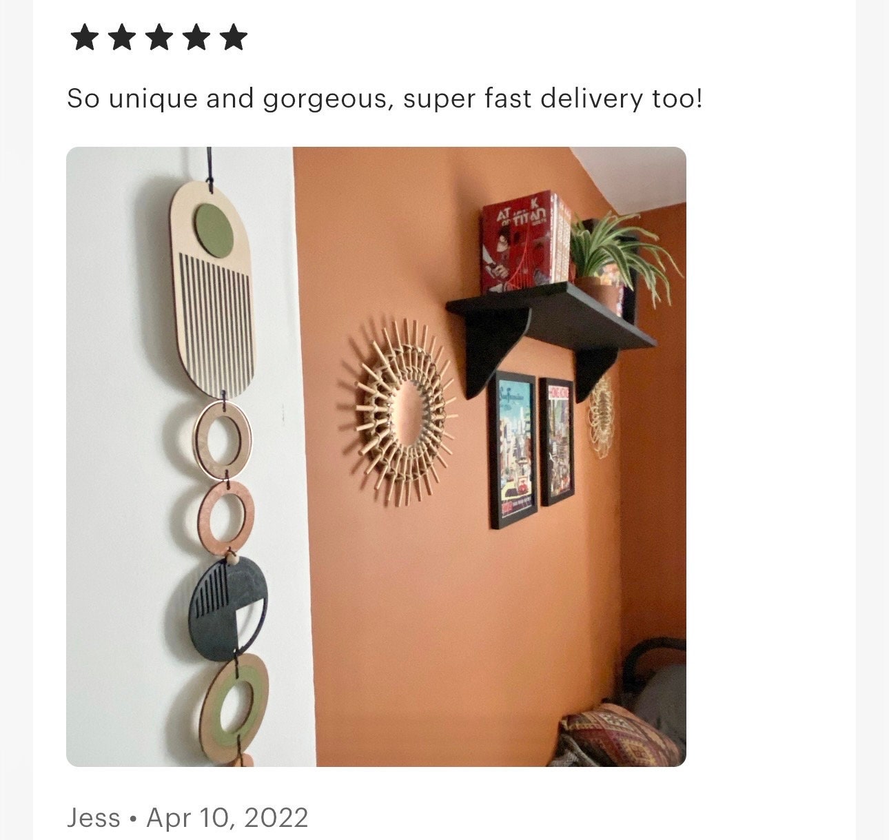 Modern Geometric Wall Art Hanging with Gold Metal Details