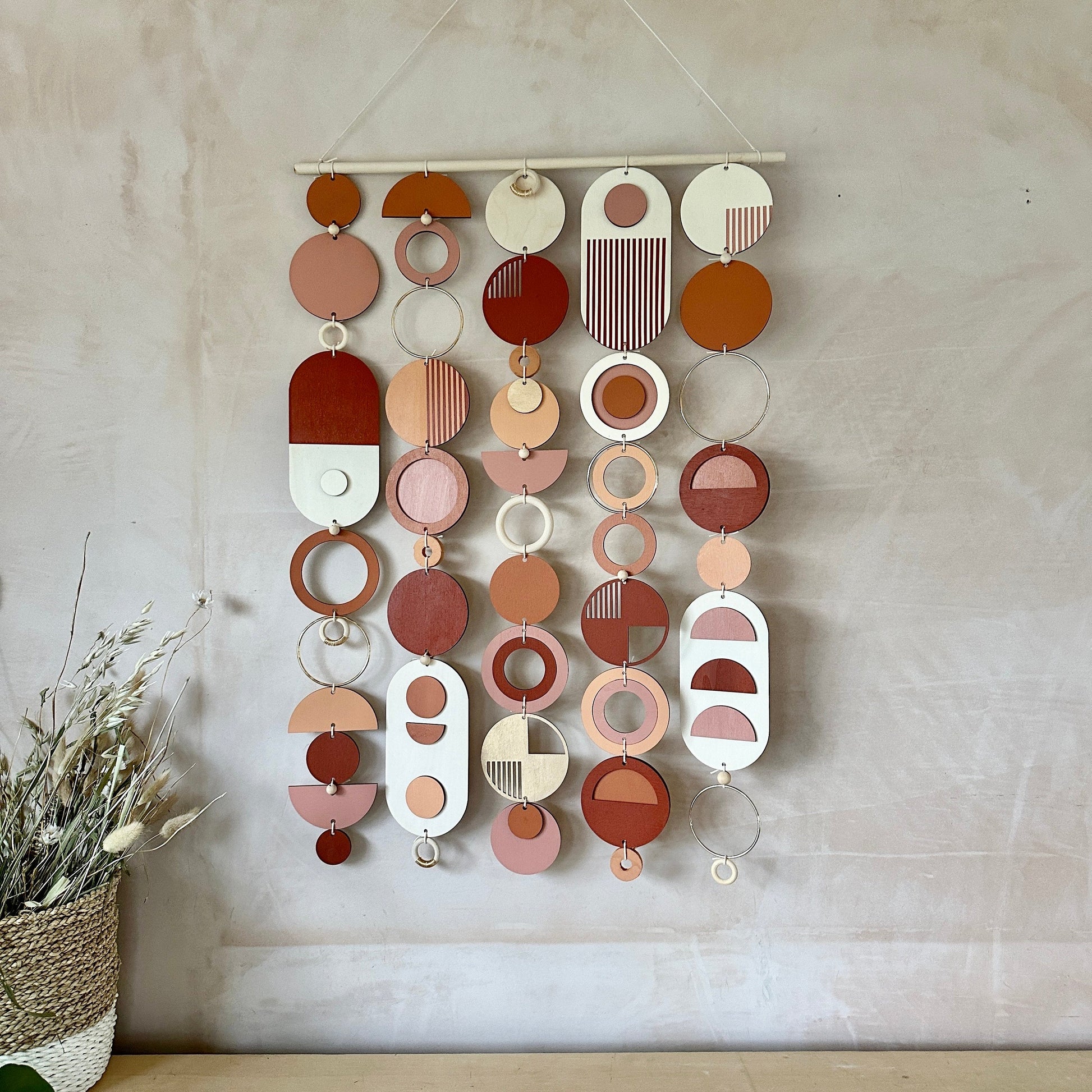 Modern Wall Art Tapestry with Gold Metal Details Large Centre Piece