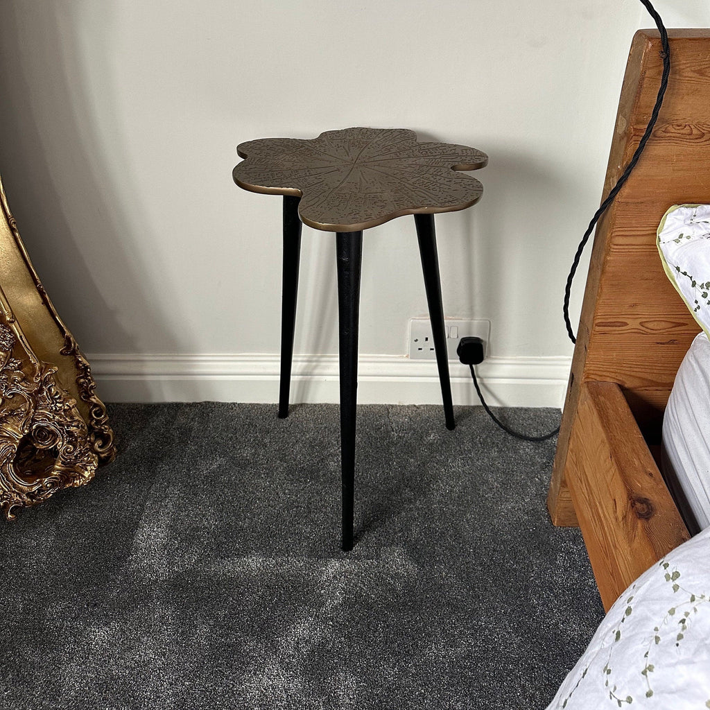 Bronze Brass Leaf Bedside Coffee Side Table