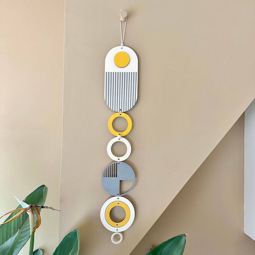 Ochre Yellow and Grey Modern Wall Hanging