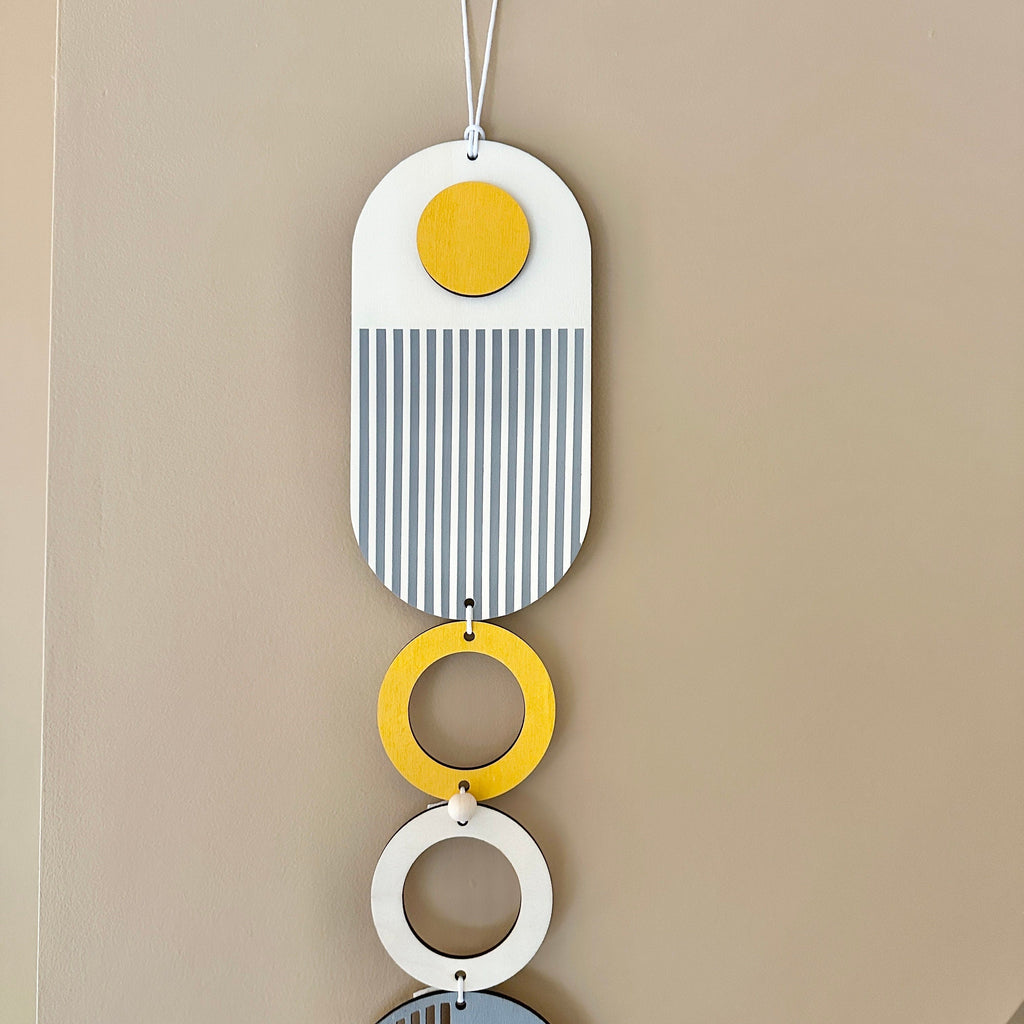 Ochre Yellow and Grey Modern Wall Hanging