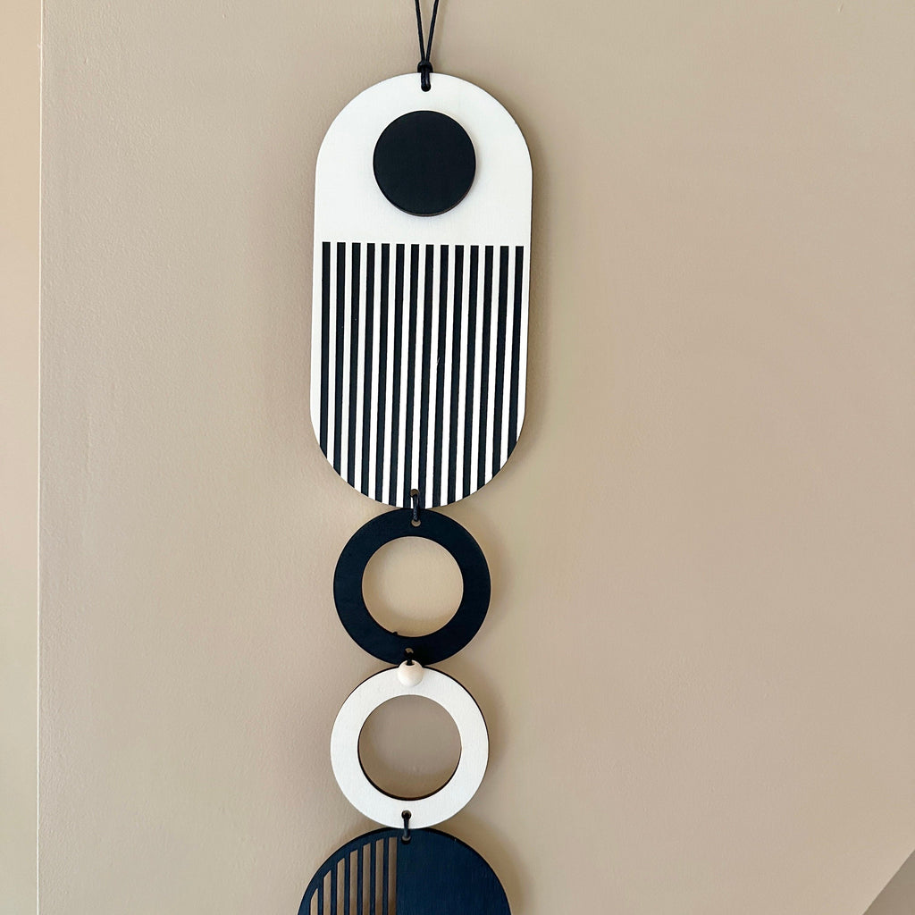 Black Monochrome Geometric Wall Art Hanging