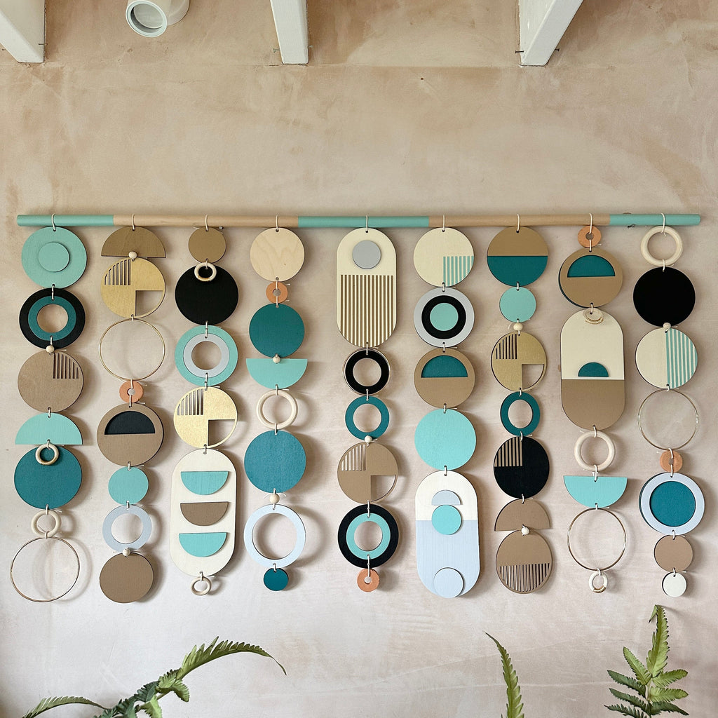 Beachy Modern Geometric Wall Art in Wood and Natural Tones