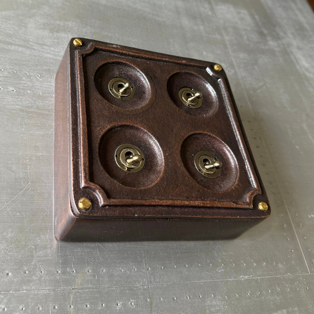4 Gang 2 Way Antique Copper Metal Surface Light Switch Industrial Vintage