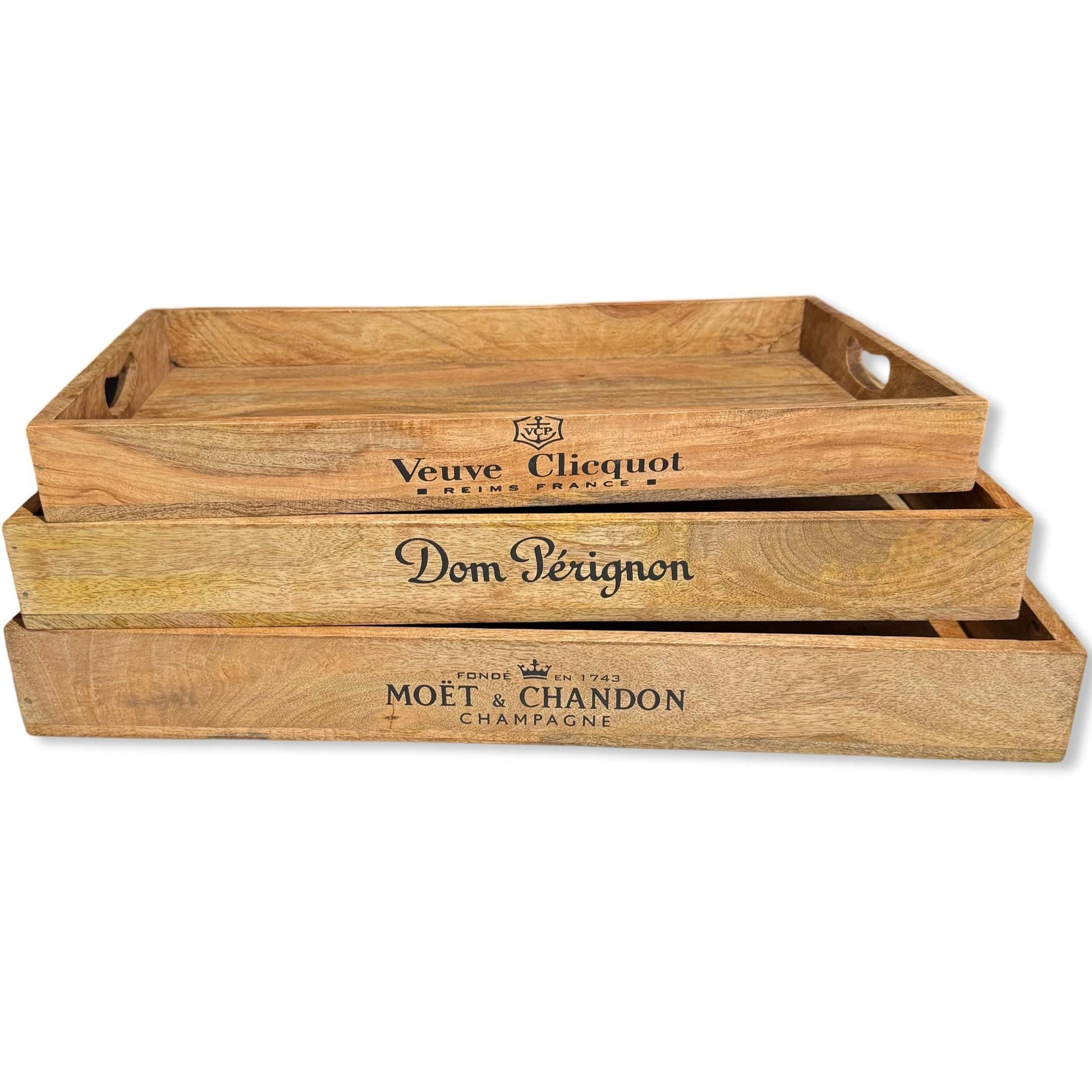 Natural Wood Serving Trays Set of 3