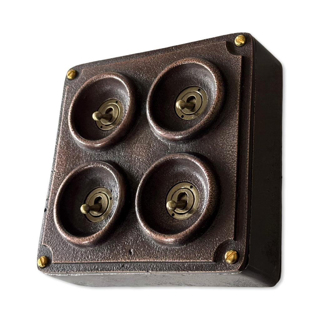 Antique Copper 4 Gang 2 Way Industrial Light Switch