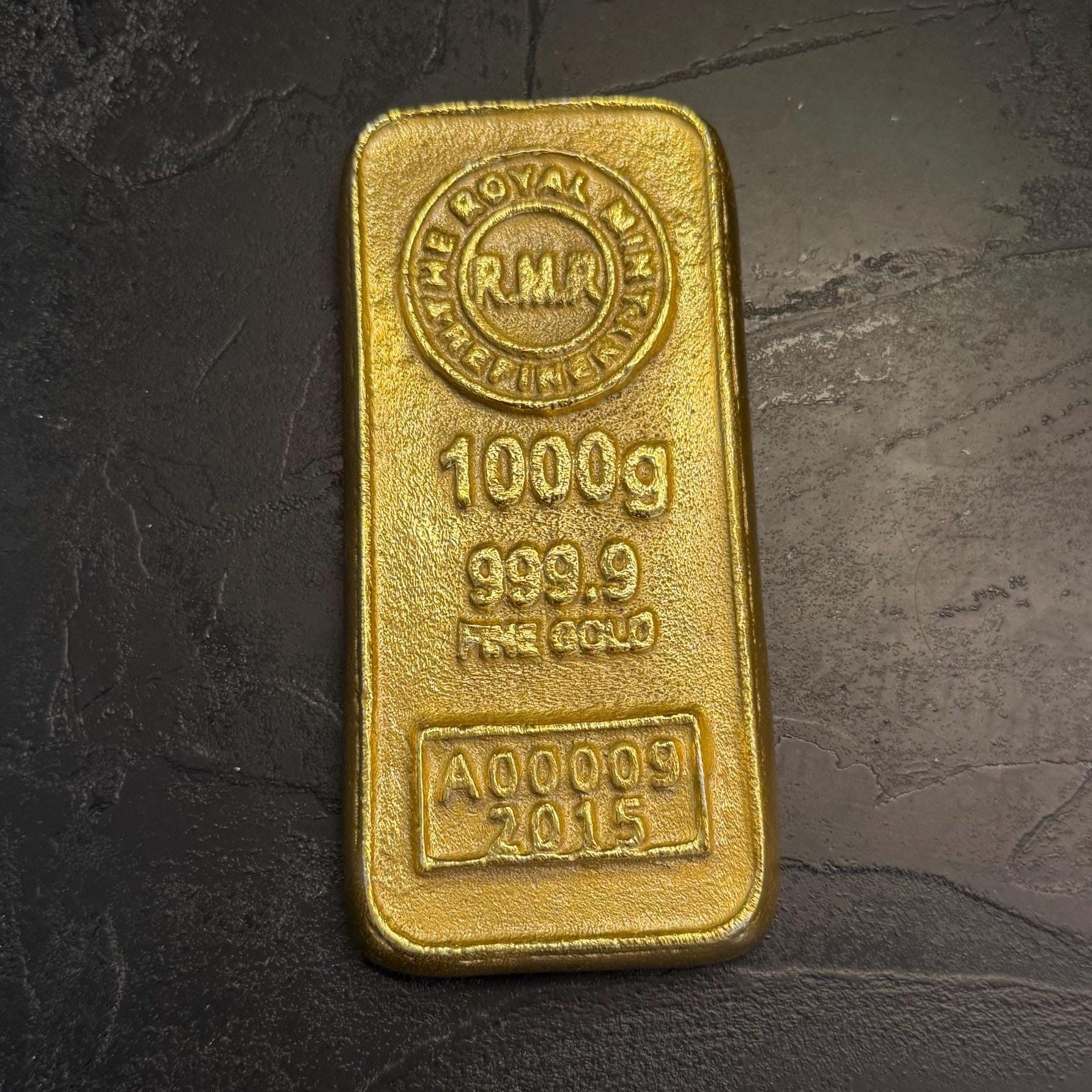 Cast Iron Gold Bullion Bar Paperweight