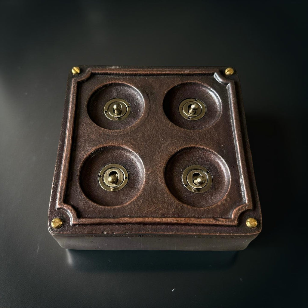 4 Gang 2 Way Antique Copper Metal Surface Light Switch Industrial Vintage