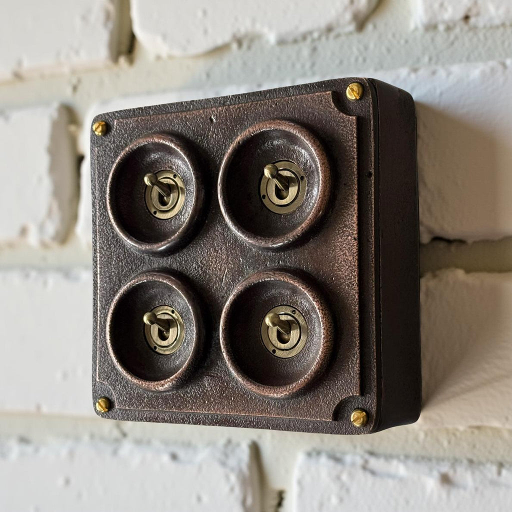 Antique Copper 4 Gang 2 Way Industrial Light Switch