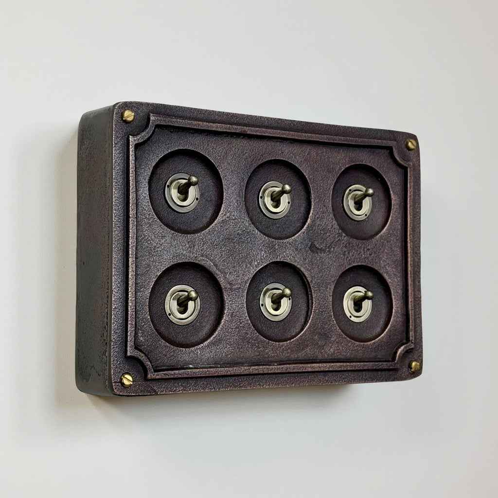 6 Gang 2 Way Antique Copper Light Switch Industrial Vintage Style