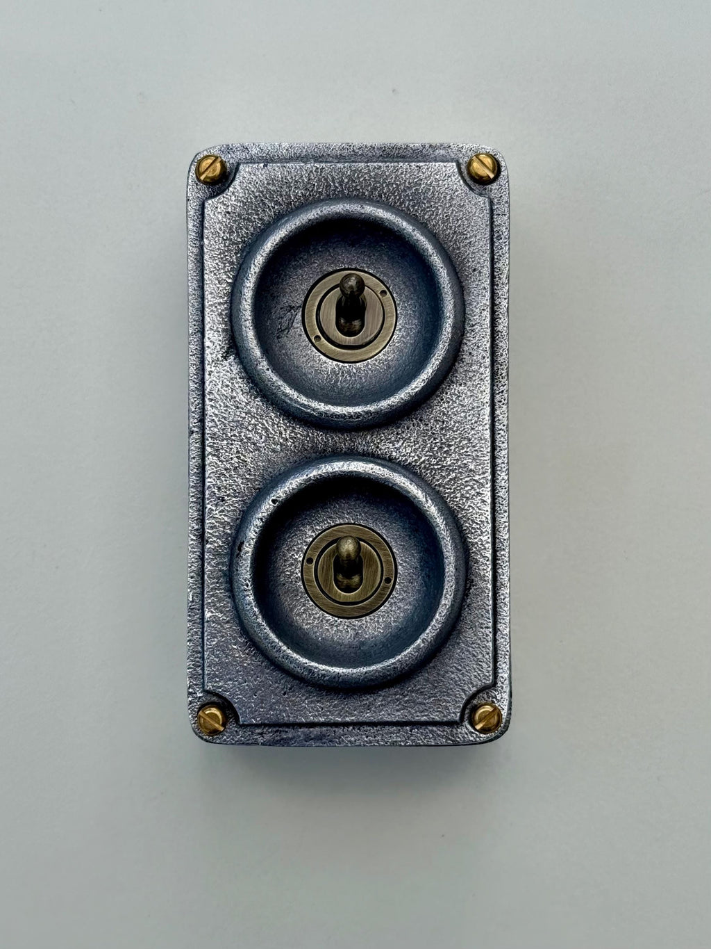 Double 2 Gang 2 Way Cast Metal Light Switch Industrial Vintage Style