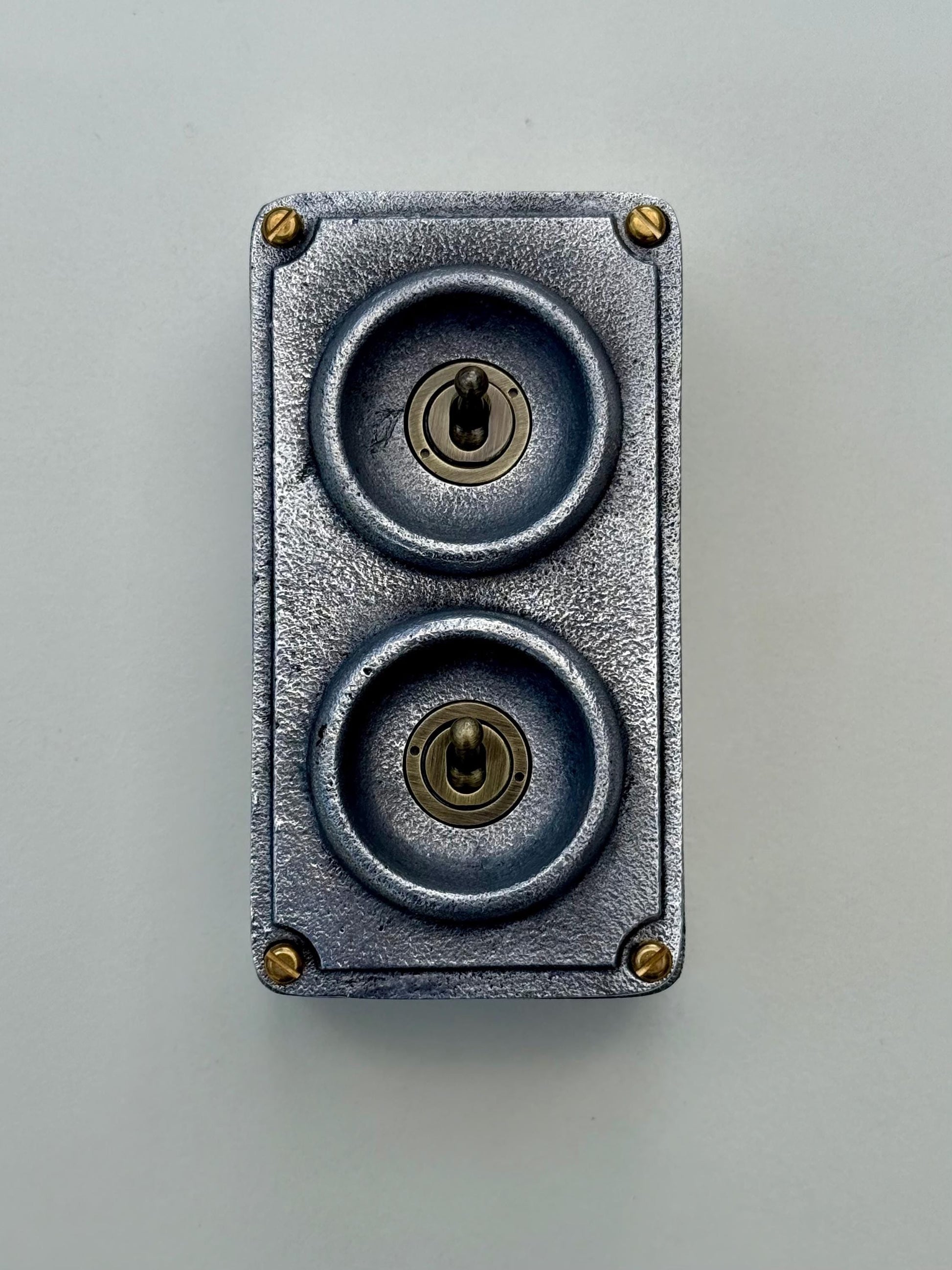 Double 2 Gang 2 Way Cast Metal Light Switch Industrial Vintage Style