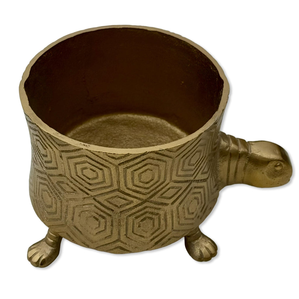 Tortoise Brass Metal Planter Pot for Succulents and Indoor Plants