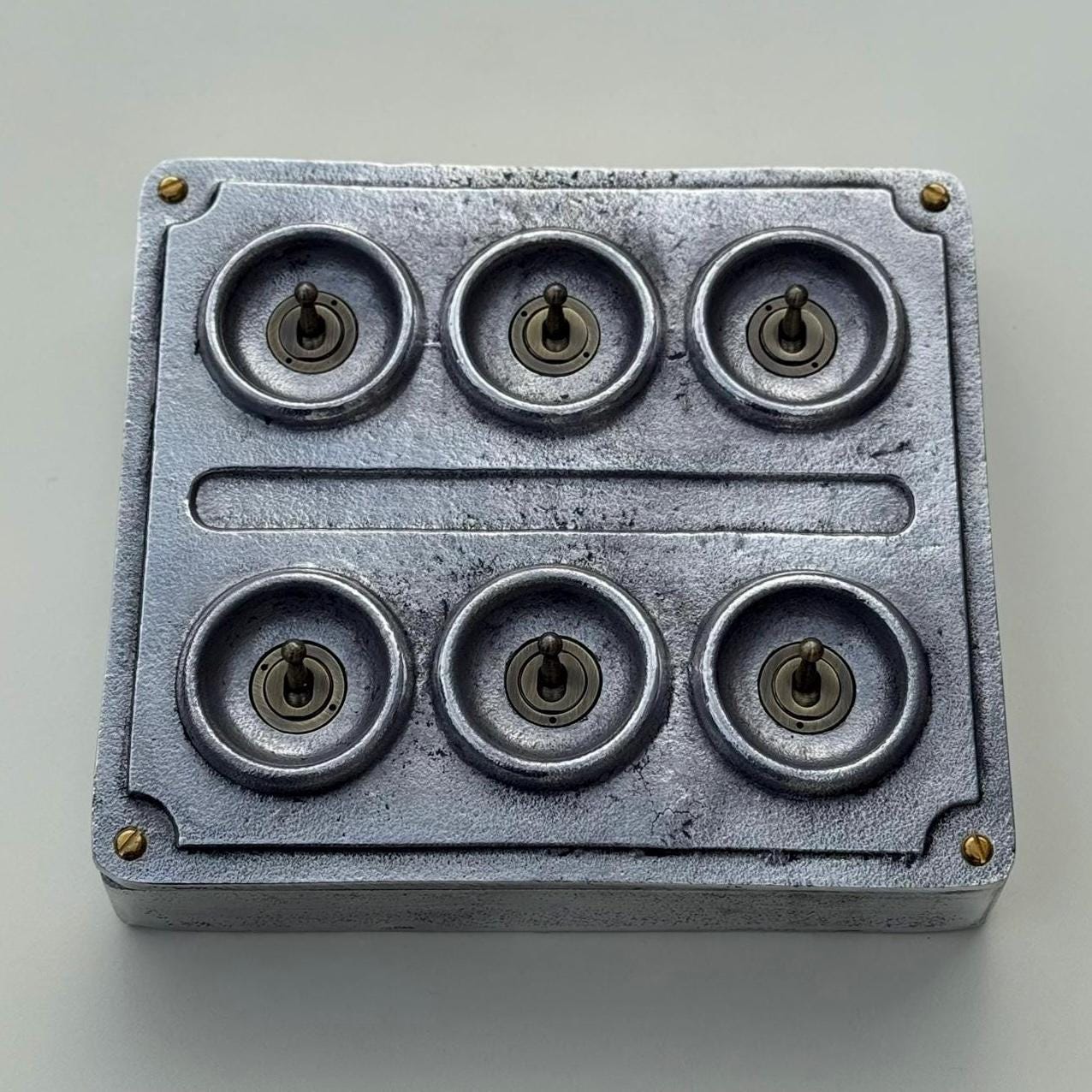 Six Gang 2 Way Industrial Cast Metal Light Switch Vintage Style