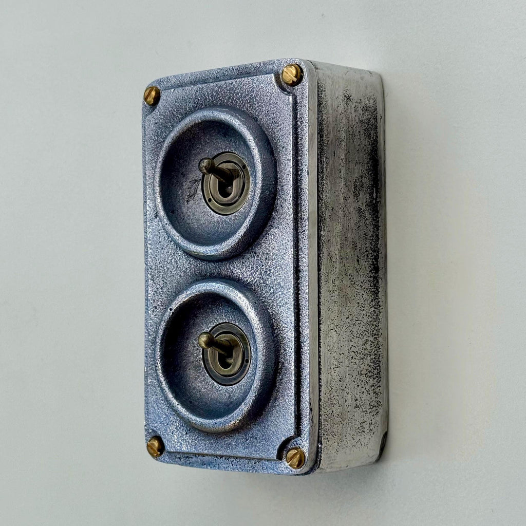 Double 2 Gang 2 Way Cast Metal Light Switch Industrial Vintage Style