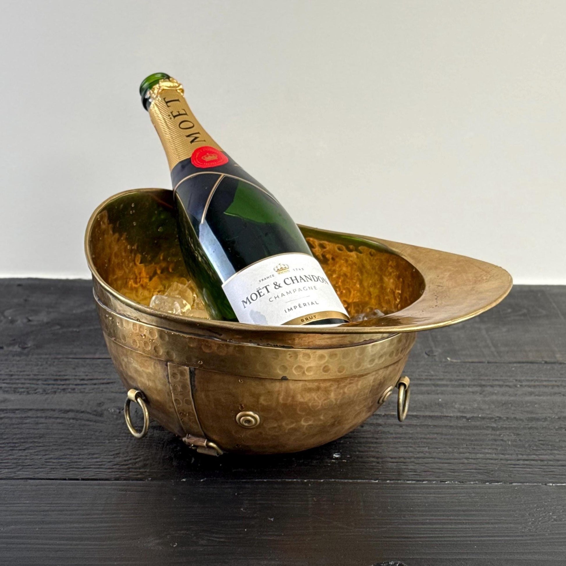 Polo Helmet Solid Antique Brass Champagne Ice Bucket