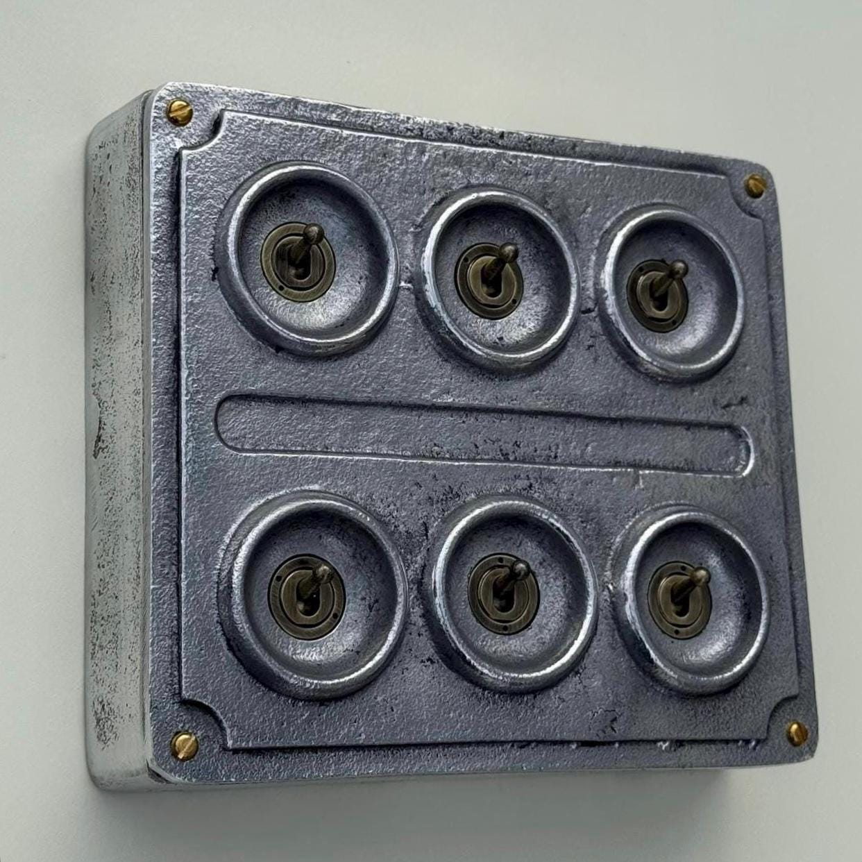 Six Gang 2 Way Industrial Cast Metal Light Switch Vintage Style