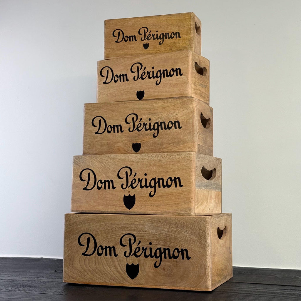 Natural Wood Champagne Storage Crate Set