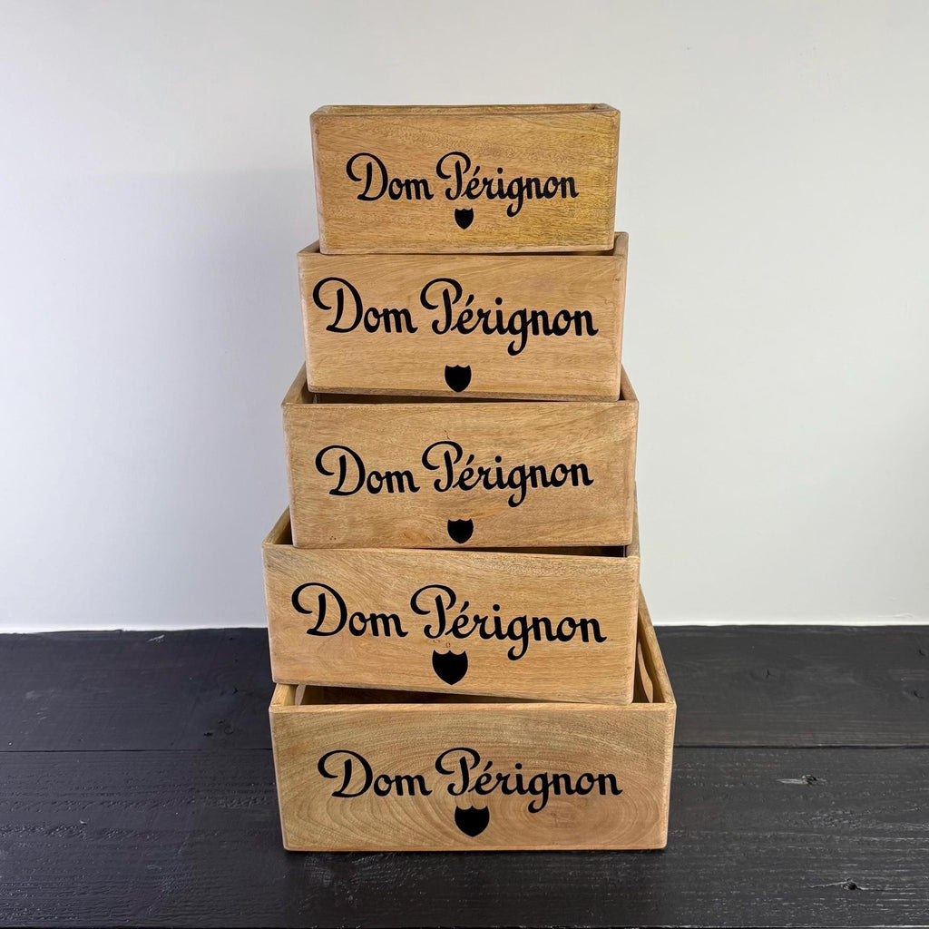 Natural Wood Champagne Storage Crate Set