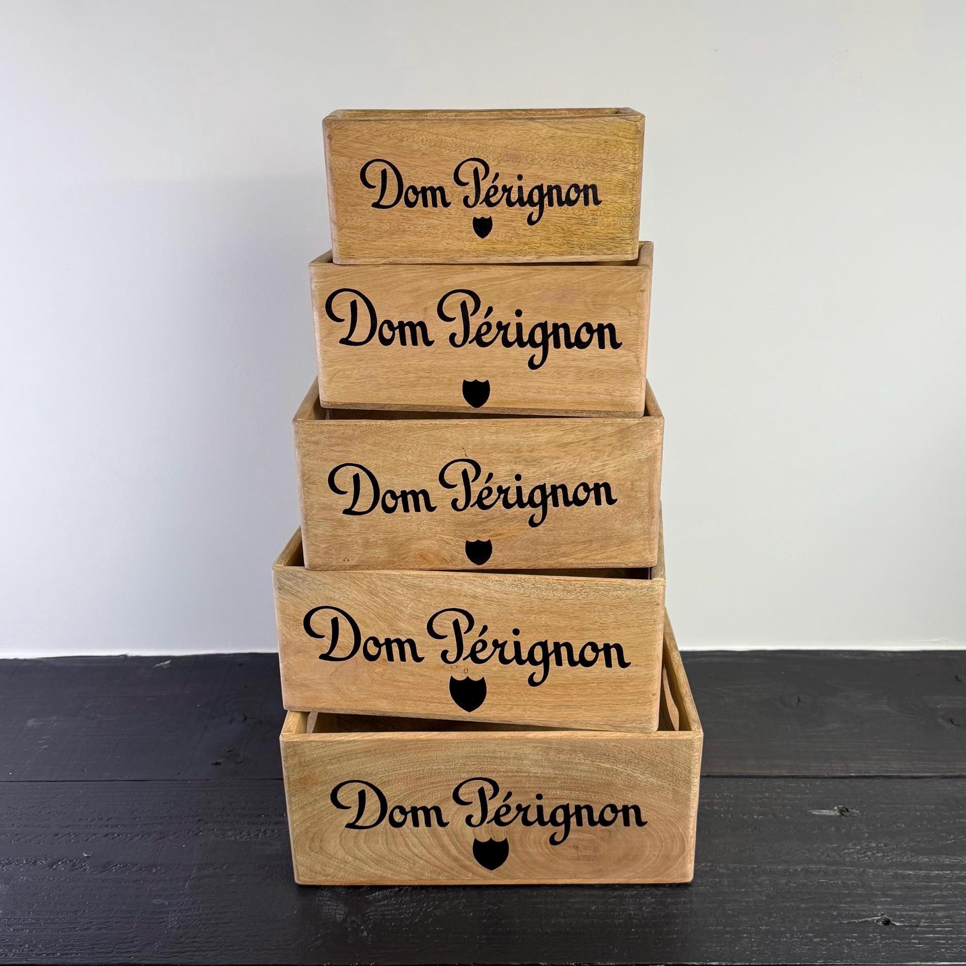 Natural Wood Champagne Storage Crate Set