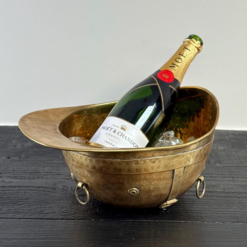 Polo Helmet Solid Antique Brass Champagne Ice Bucket