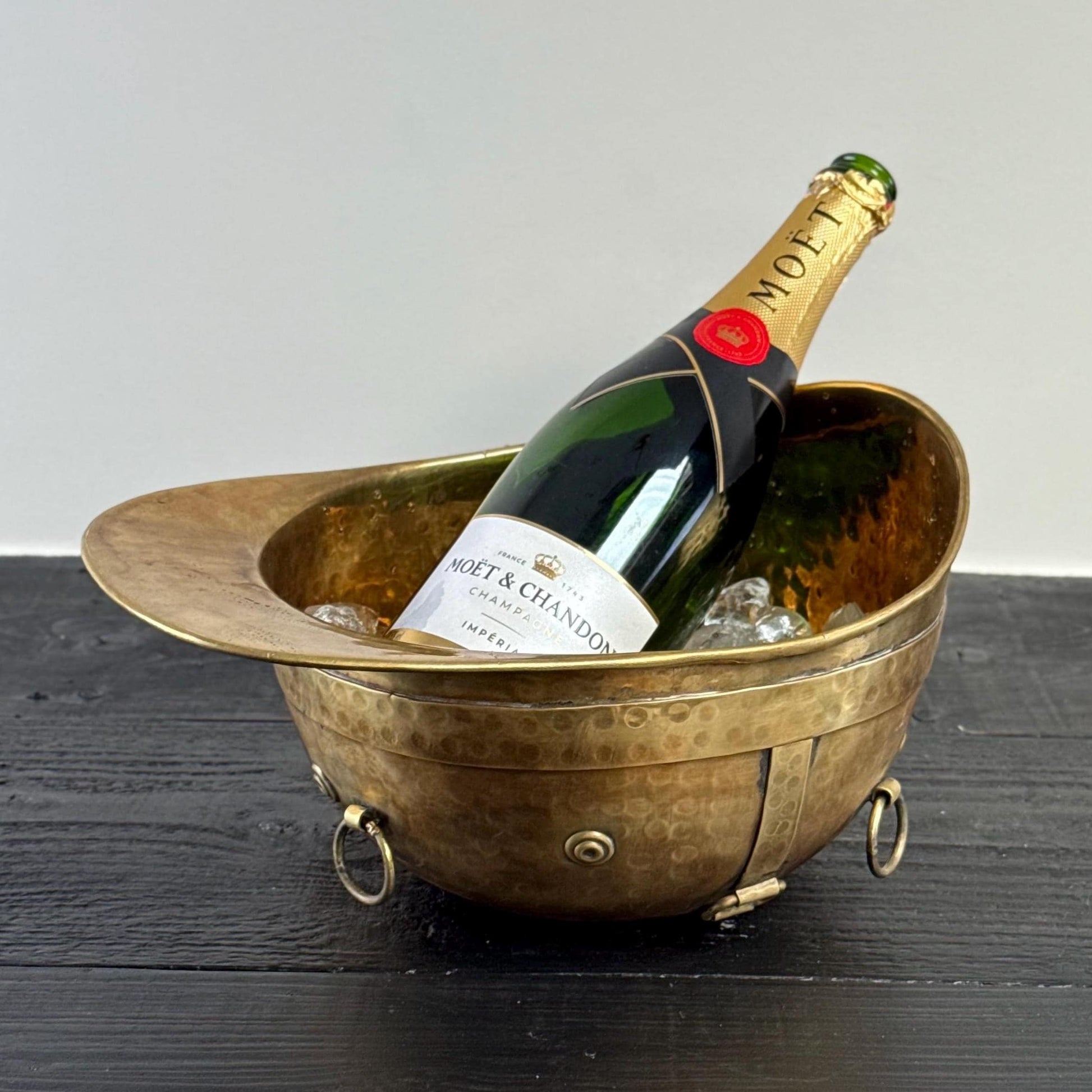 Polo Helmet Solid Antique Brass Champagne Ice Bucket