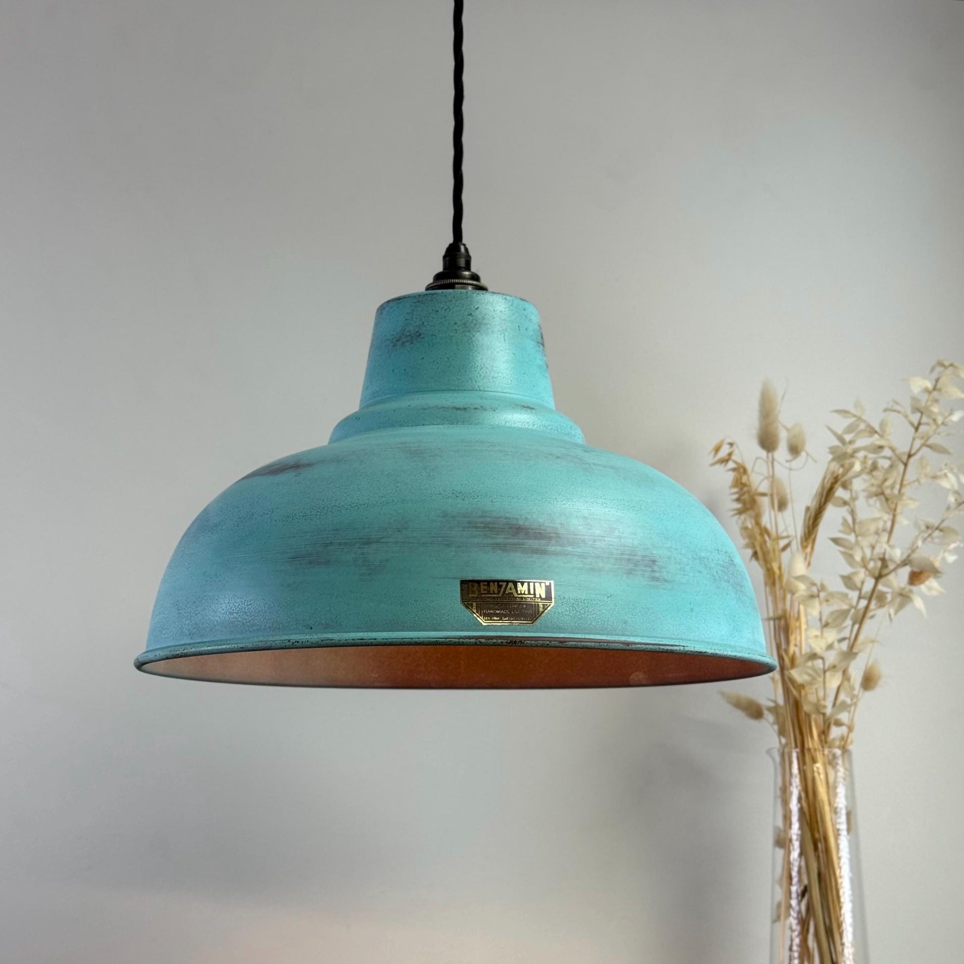 Copper Verdigris Patina Industrial Pendant Light
