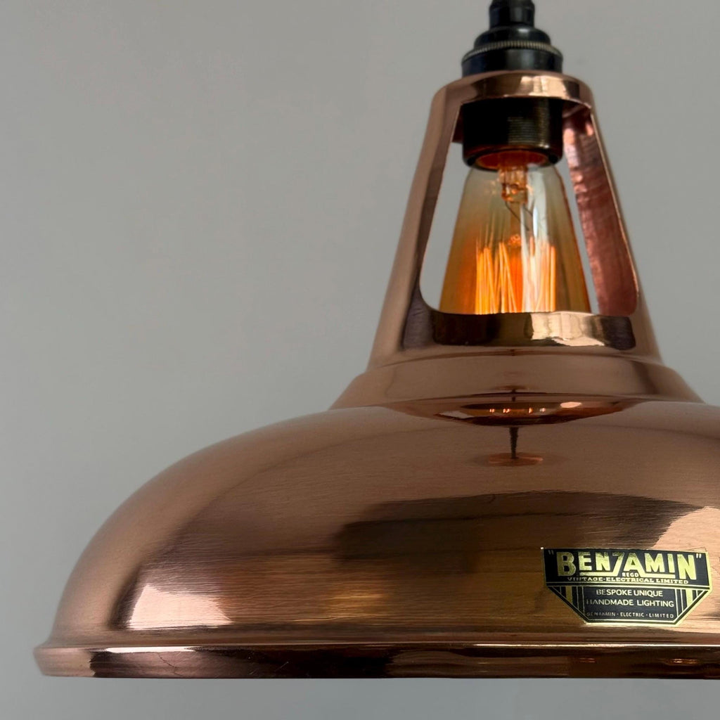 Cawston XL Solid Copper Slotted Pendant Light 14 Inch