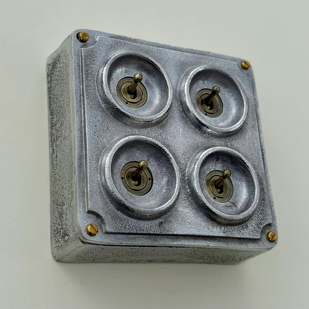 4 Gang 2 Way Cast Metal Conduit Light Switch Industrial Vintage