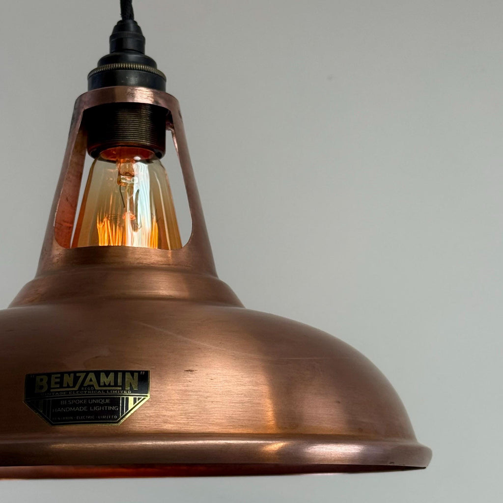 Antique Copper Slotted Pendant Ceiling Light 11 Inch