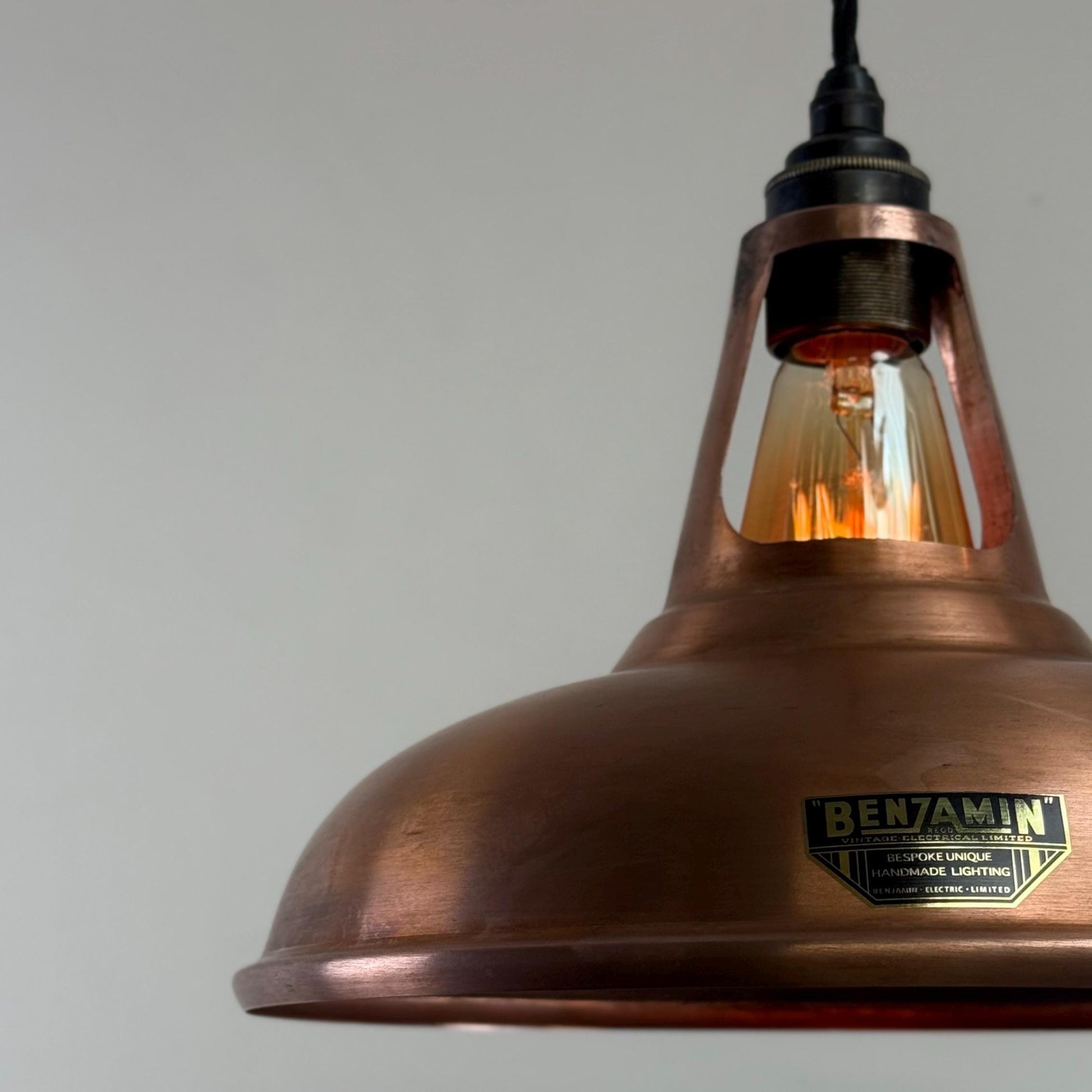Antique Copper Slotted Pendant Ceiling Light 11 Inch