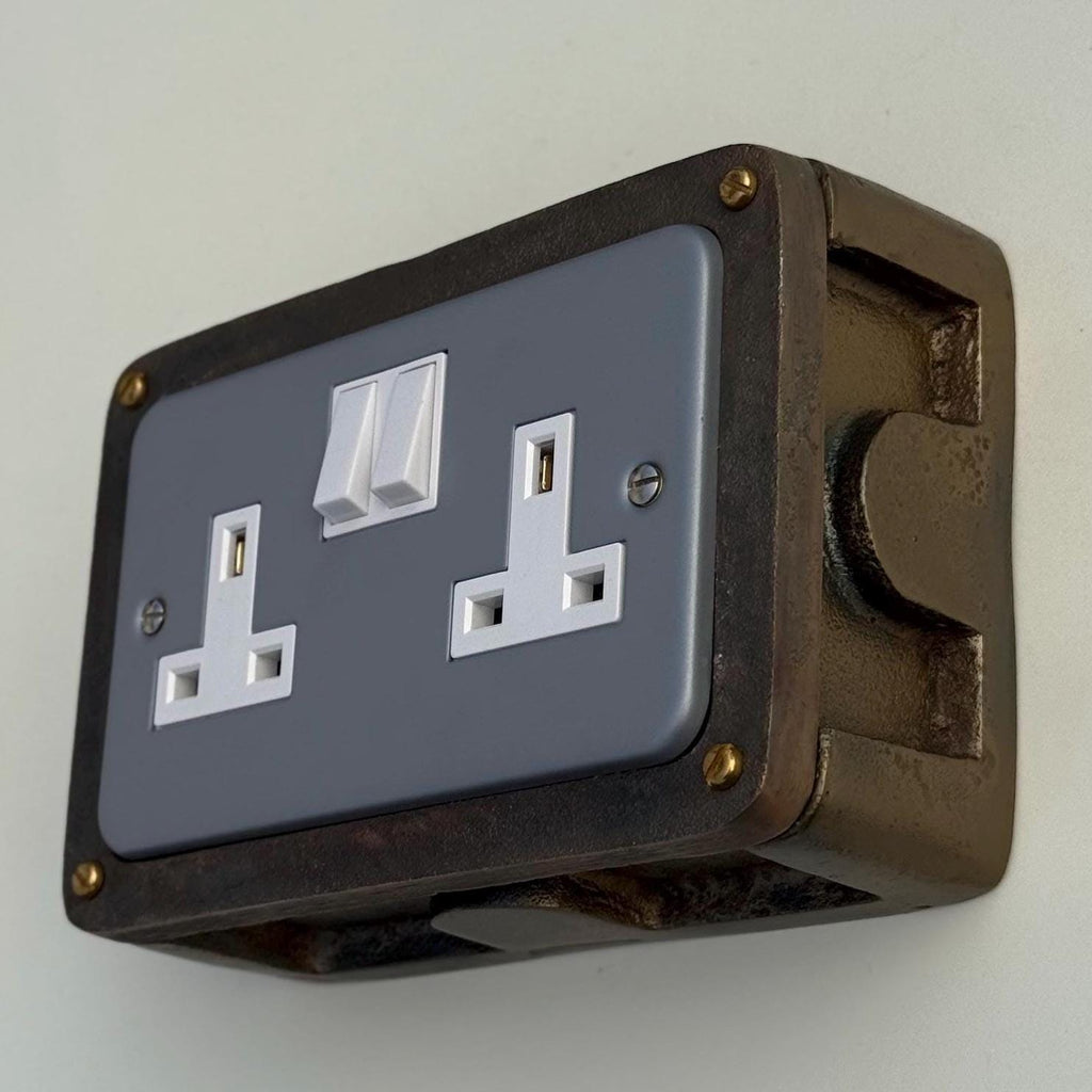 Antique Brass Double Power Socket 13A Industrial Style