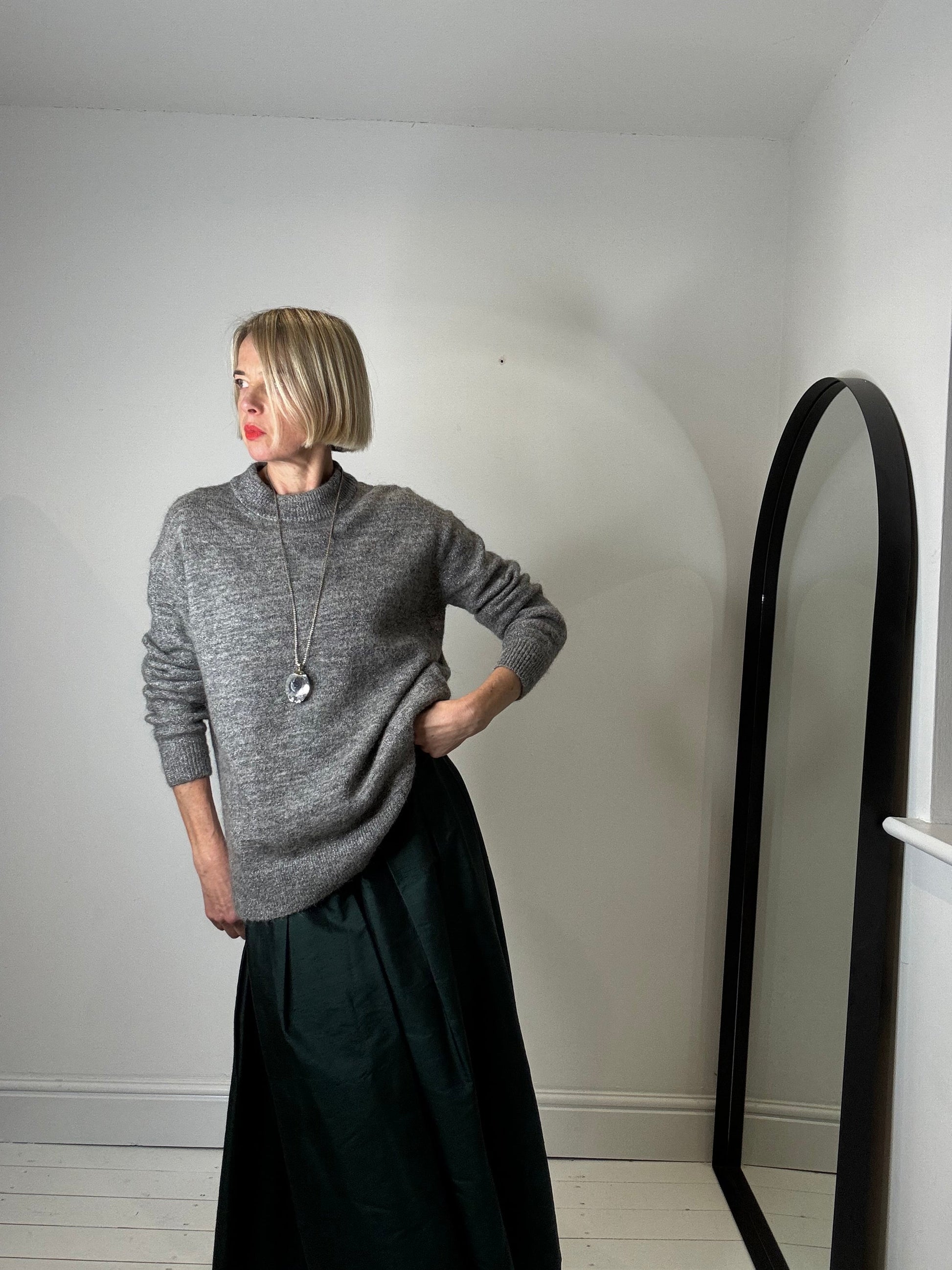 Grey Marl Mohair Turtleneck Jumper with Lurex