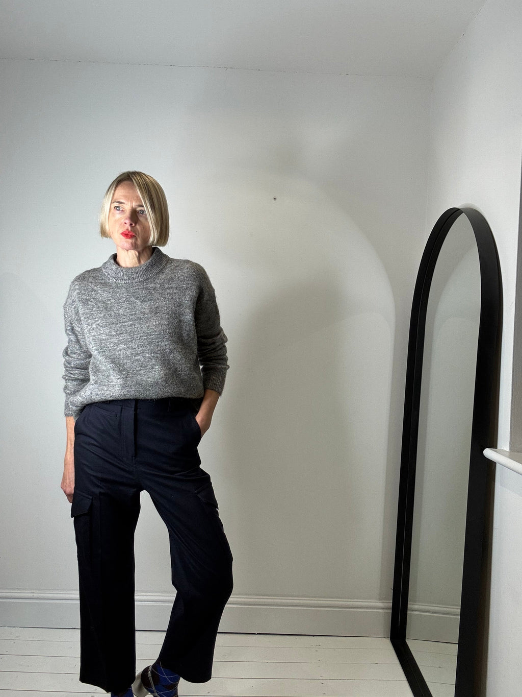 Grey Marl Mohair Turtleneck Jumper with Lurex