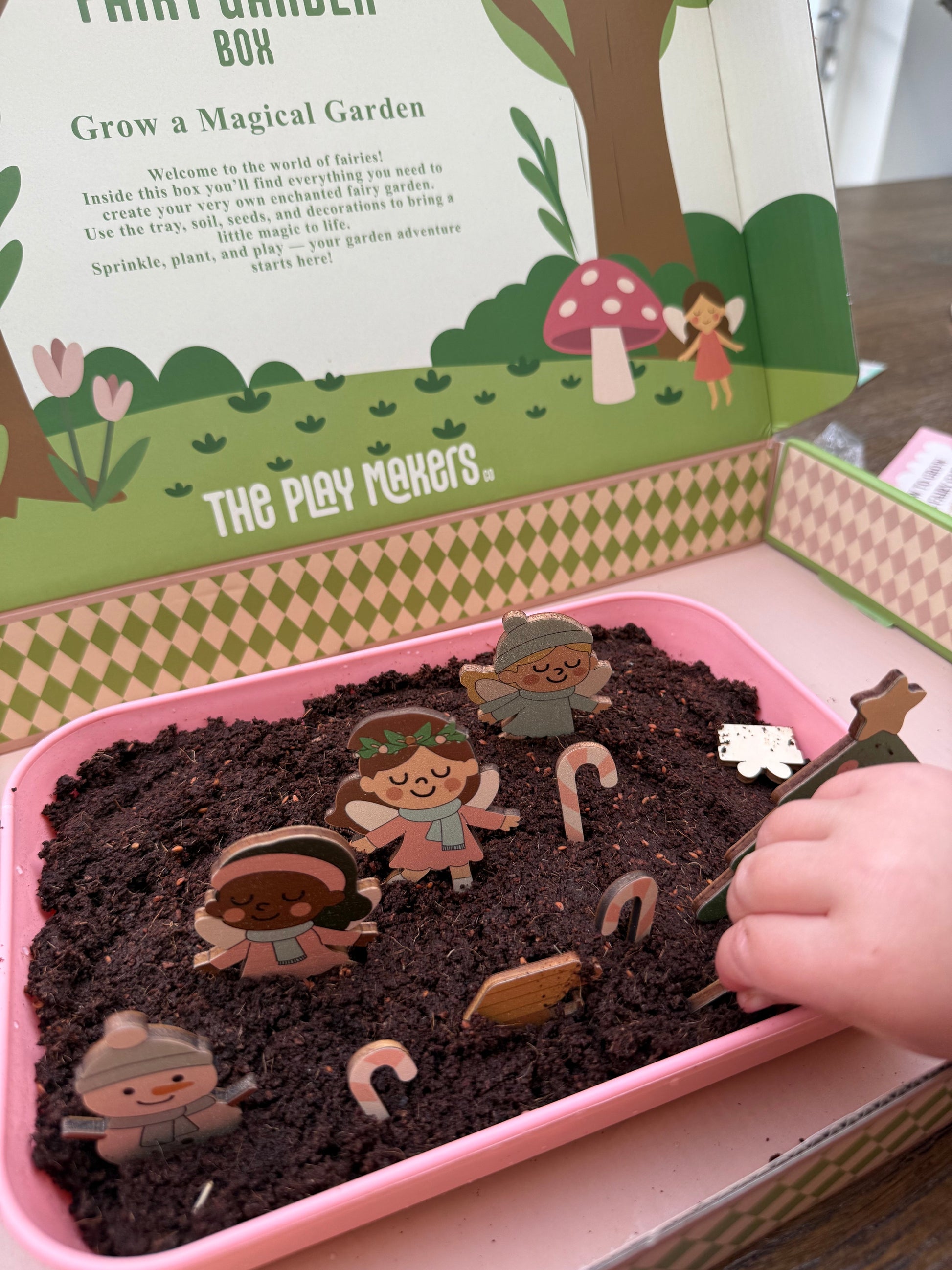 Fairy Garden Starter Kit with Apron, Tray, Shovel, Fairies, Soil and Seeds