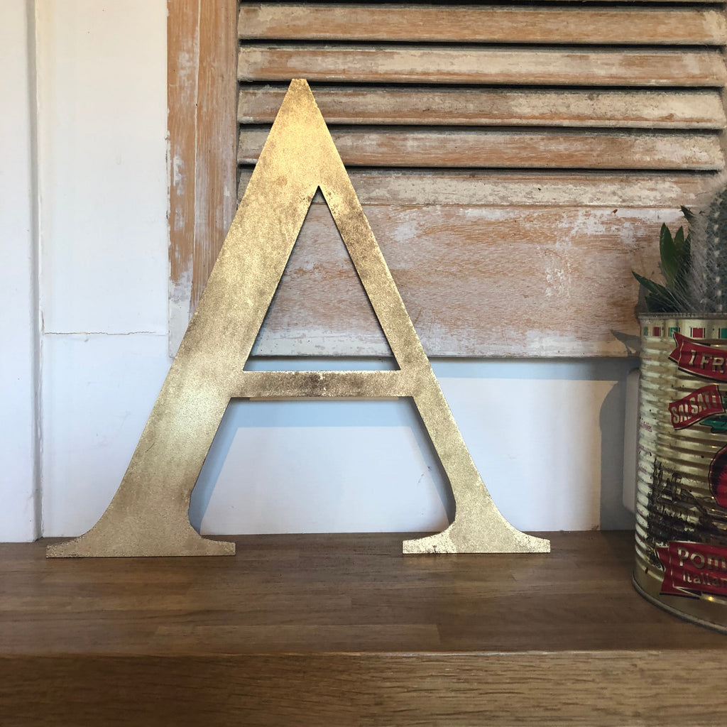 Distressed Gold Metal Letters A-Z 0-9 in 5 inch or 12 inch