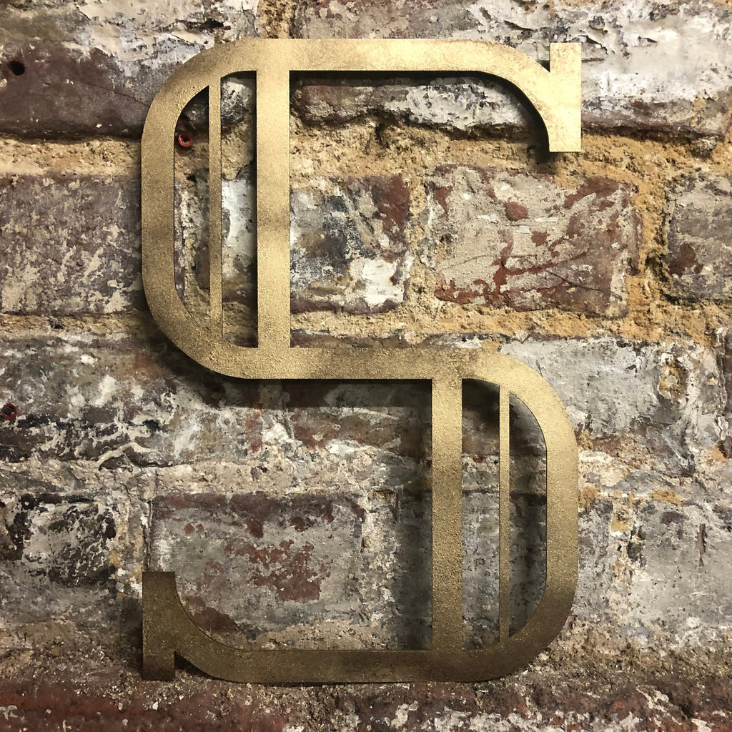 Gold Distressed Art Deco Metal Letters and Numbers 5 inch or 12 inch