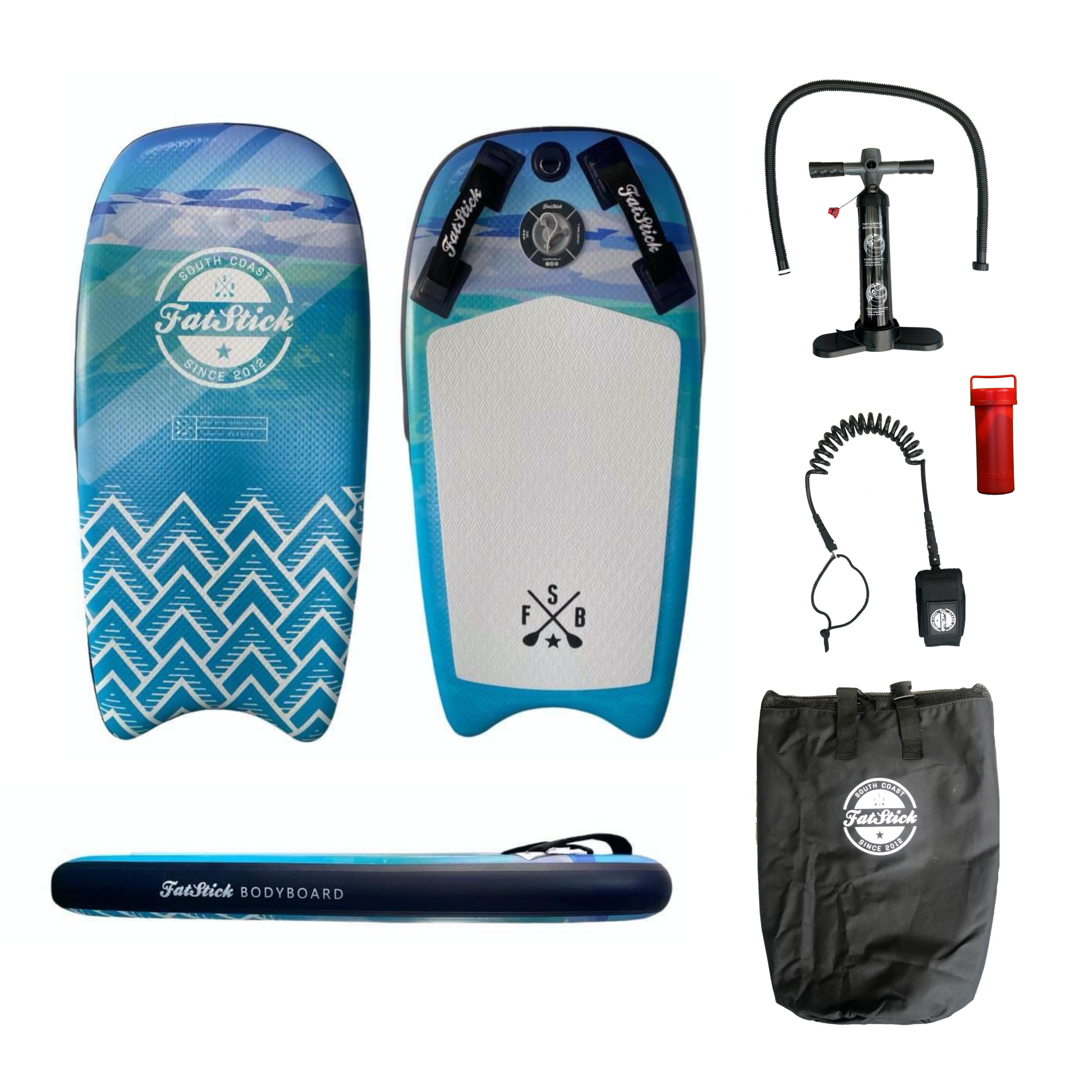 Inflatable 43 inch Body Board Complete Package with Pump and Leash