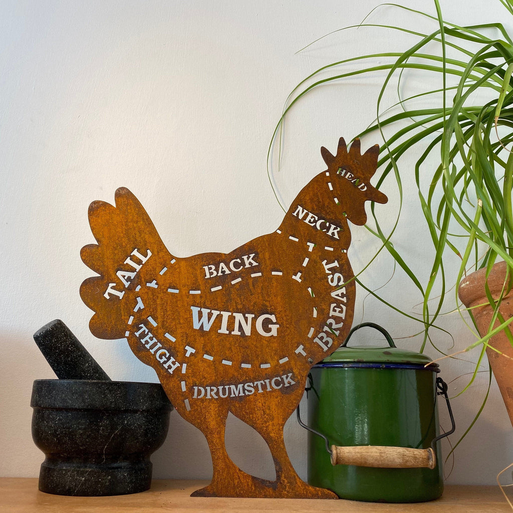 Rusty Metal Butchers Chicken Wall Art