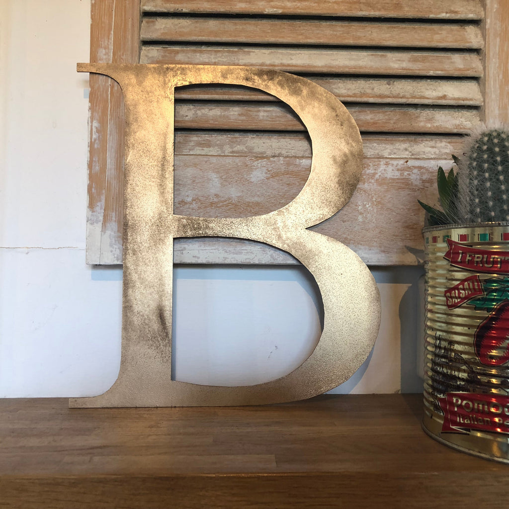 Distressed Gold Metal Letters A-Z 0-9 in 5 inch or 12 inch