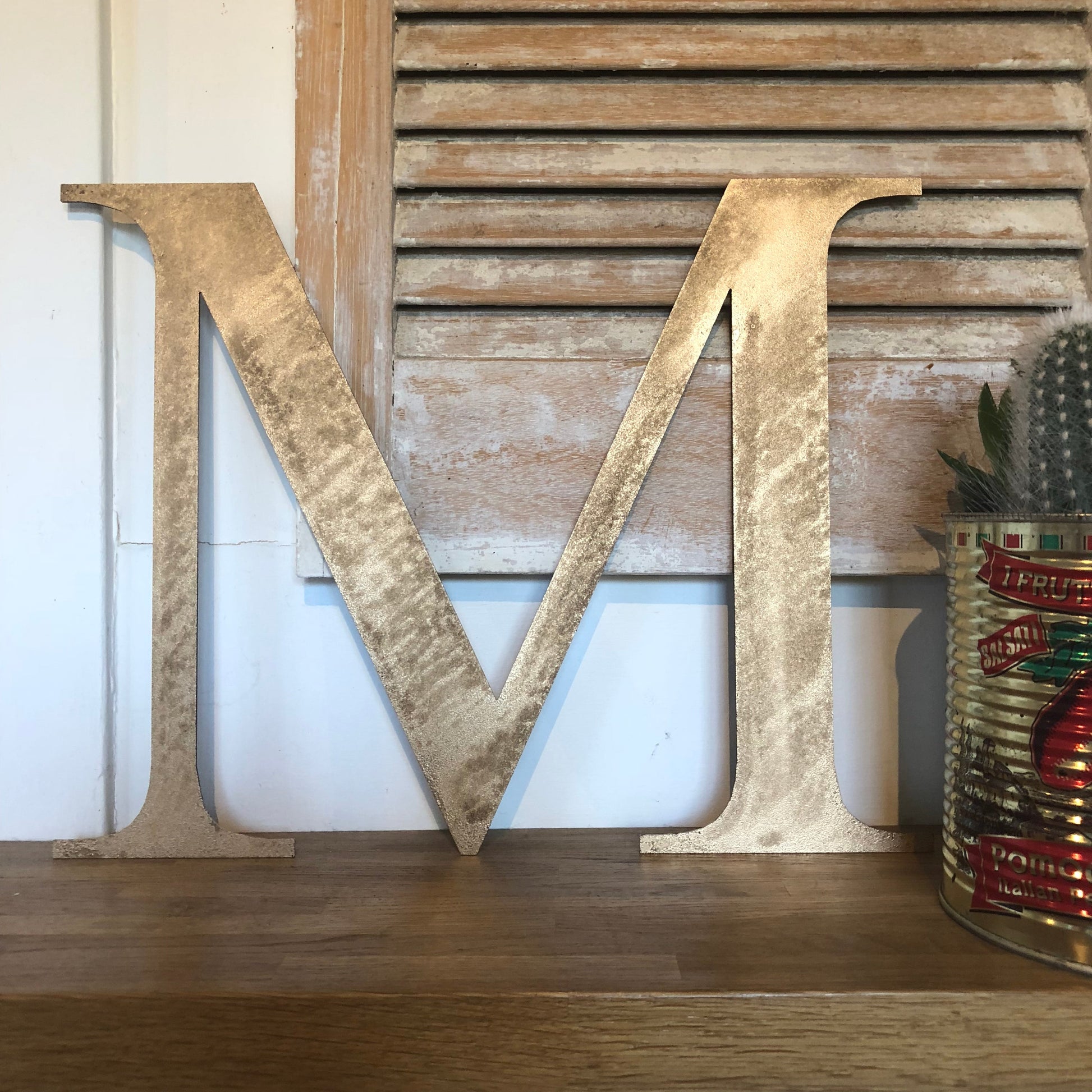 Distressed Gold Metal Letters A-Z 0-9 in 5 inch or 12 inch