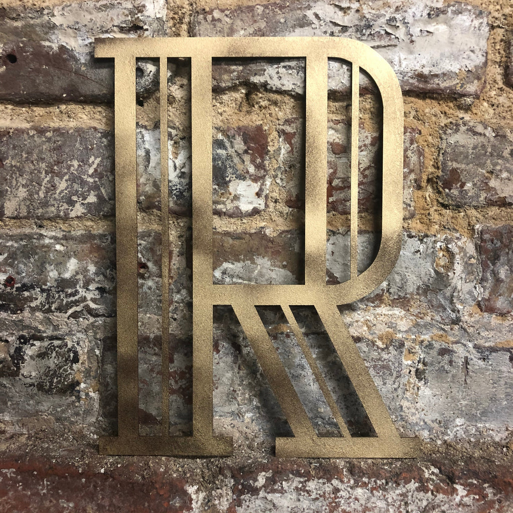 Gold Distressed Art Deco Metal Letters and Numbers 5 inch or 12 inch