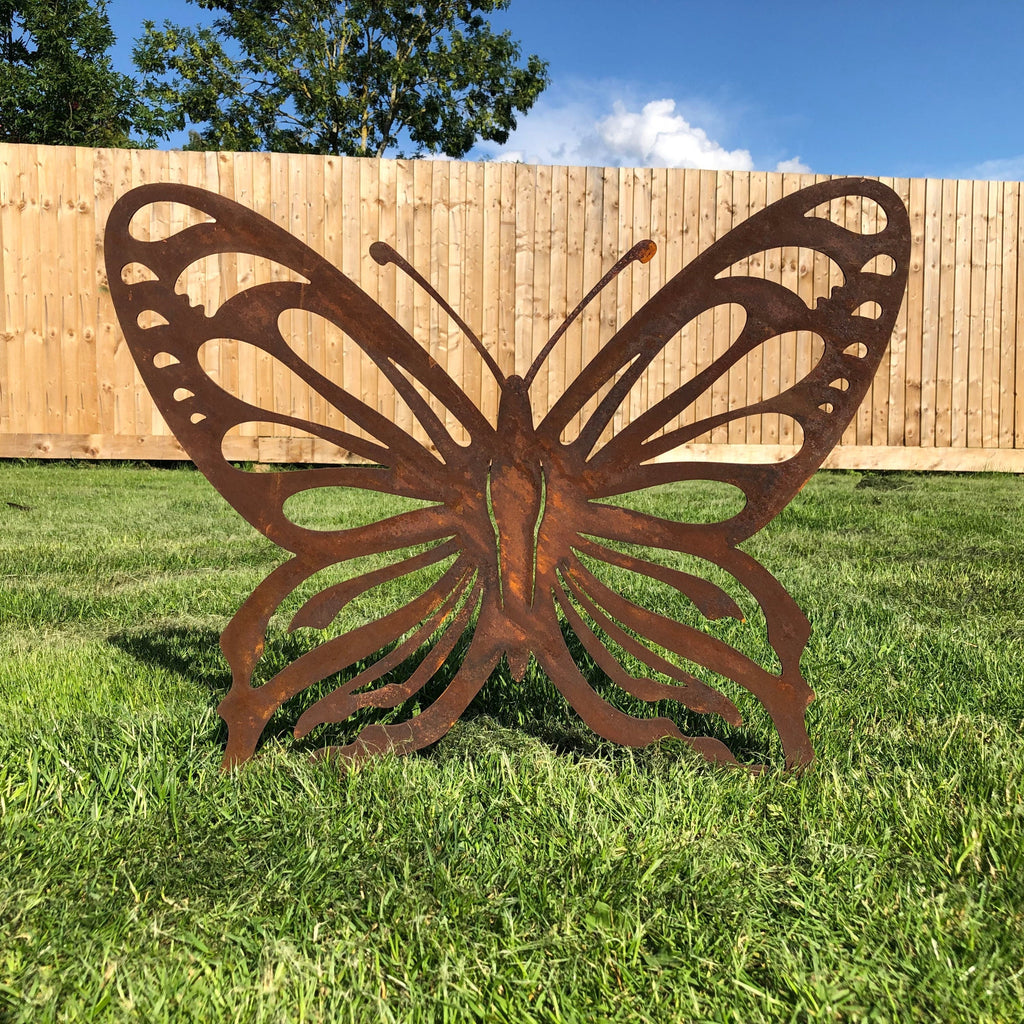 Large Rusty Metal Butterfly Wall Art Decoration