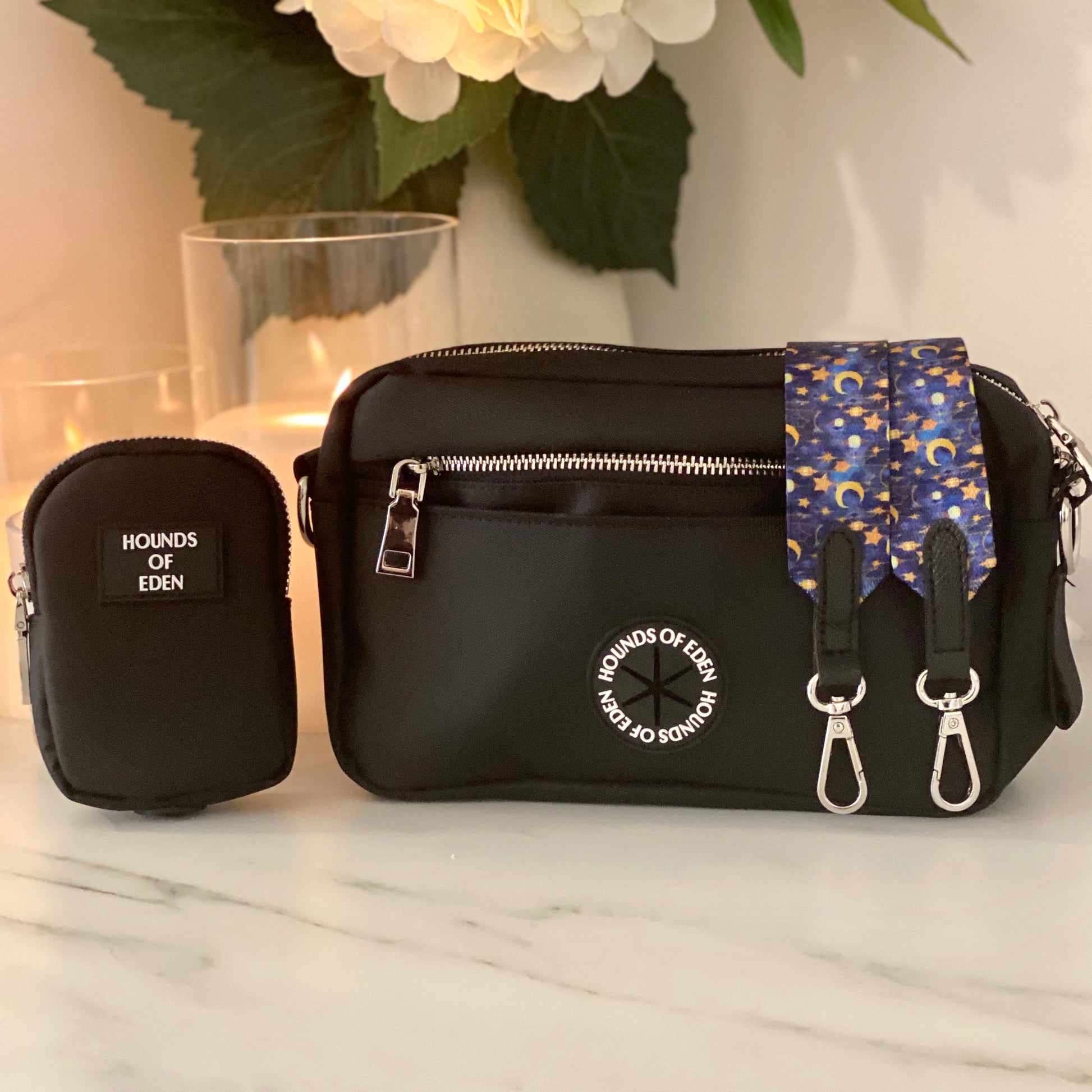 Dog Walking Bag - Black - Silver Hardware *BAG ONLY*