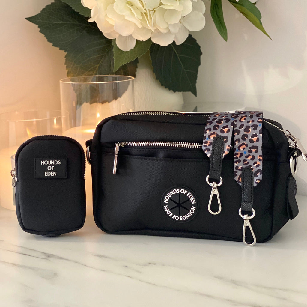 Dog Walking Bag - Black - Silver Hardware *BAG ONLY*