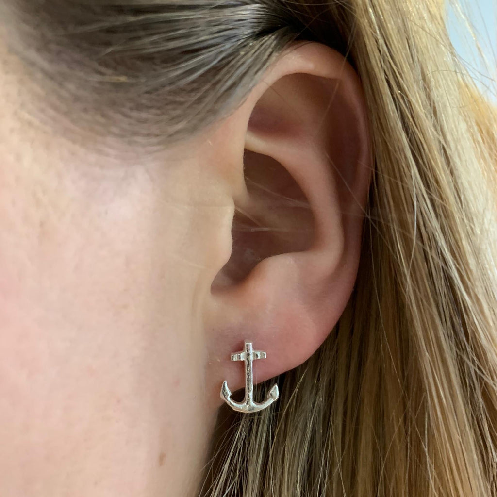 Large Sterling Silver Anchor Studs