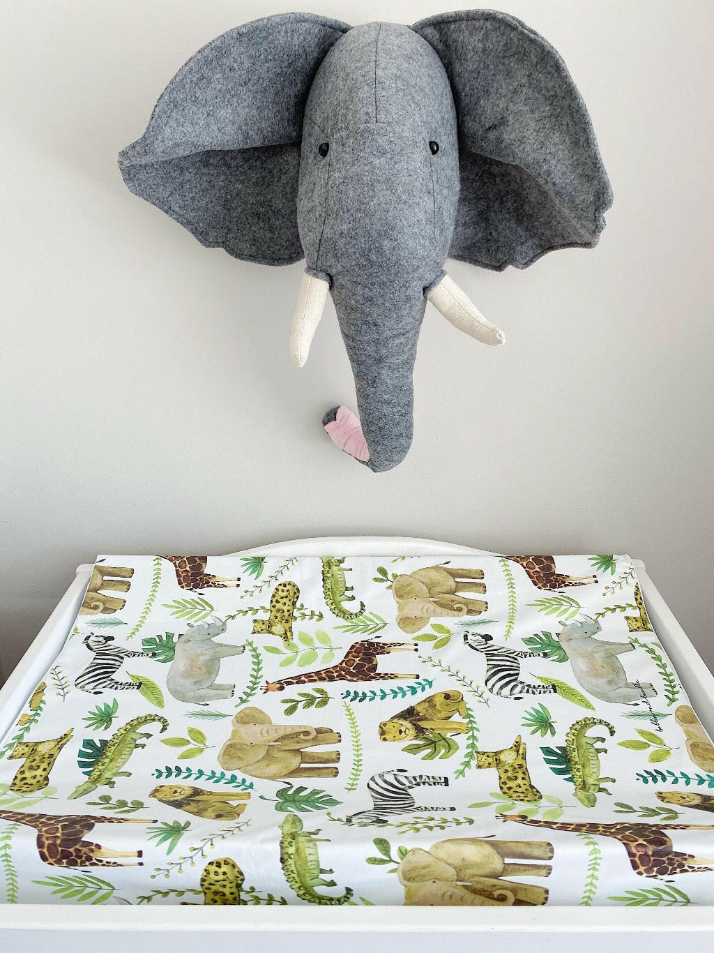 Anti-Roll Wedge Changing Mat - Safari Animals Print