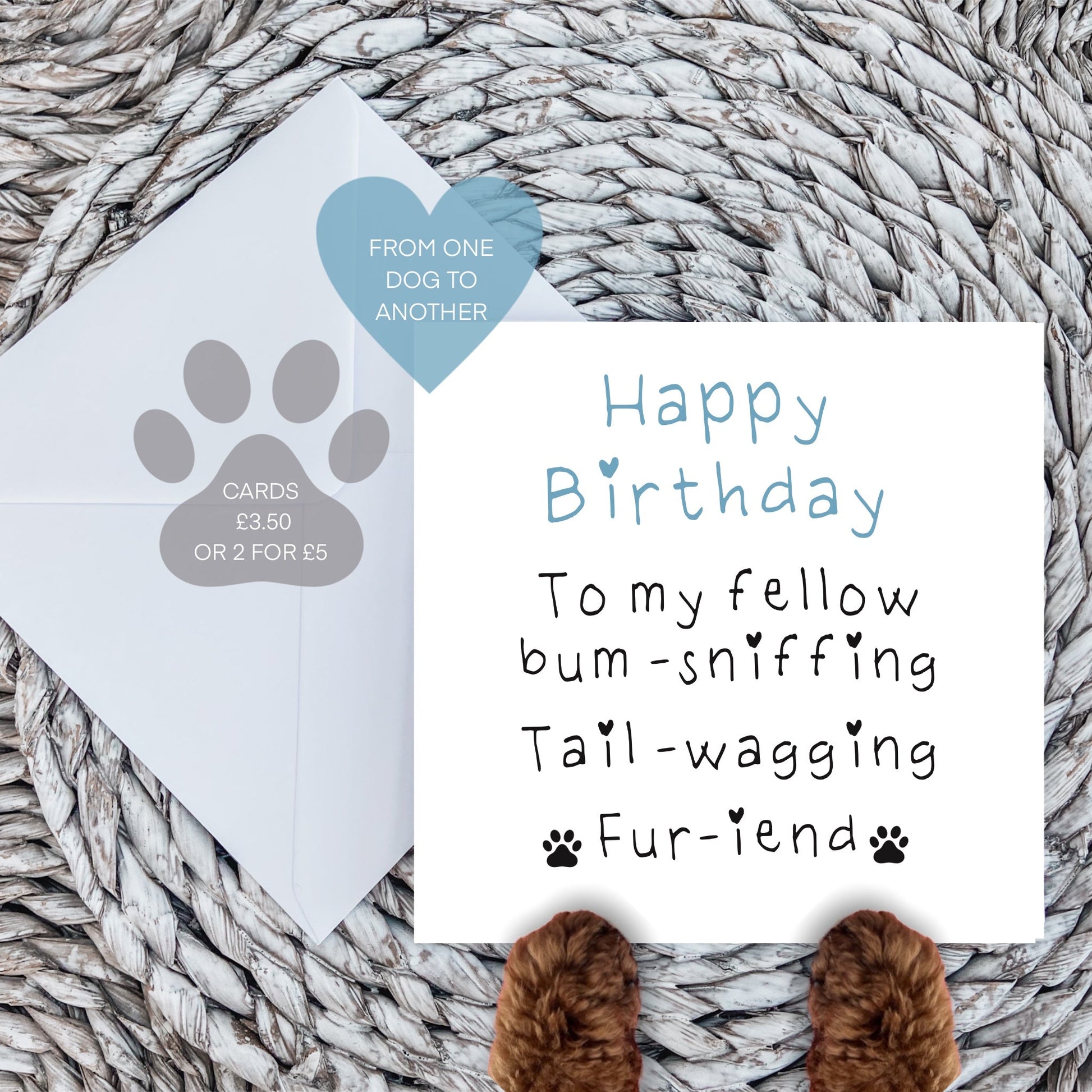 Happy Birthday Fellow Bum Sniffer Blue Dog Card