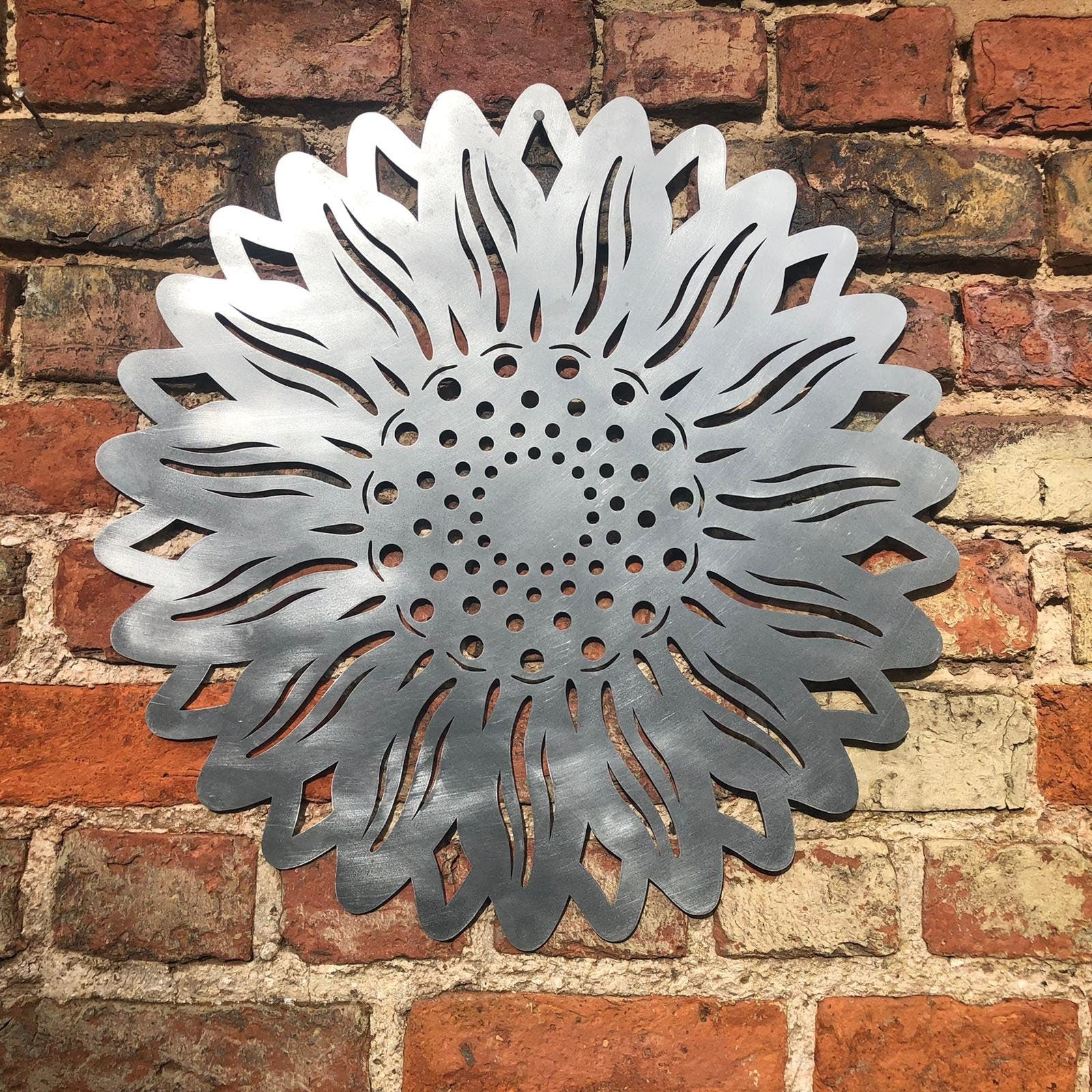 Large Galvanized Steel Sunflower Garden Decoration 55cm